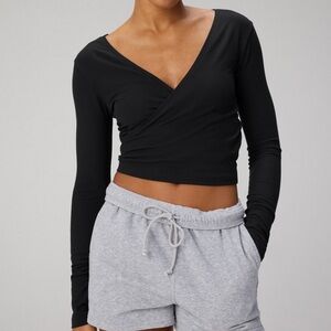 Fabletics Black Wrap Crop Top